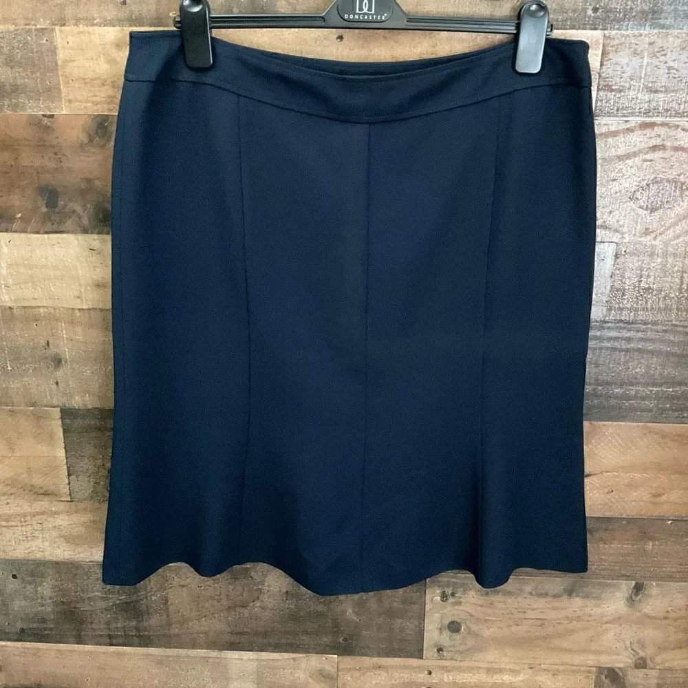 Ellen Tracy Midi Skirt Tulip Hem Navy Blue Side Zipper Closure Women Size 16